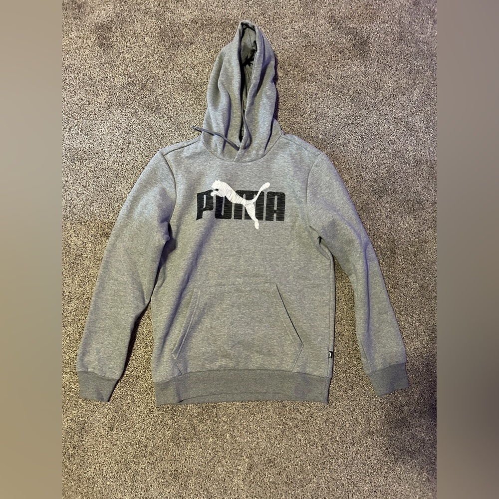 Grey puma hoodie, size small
